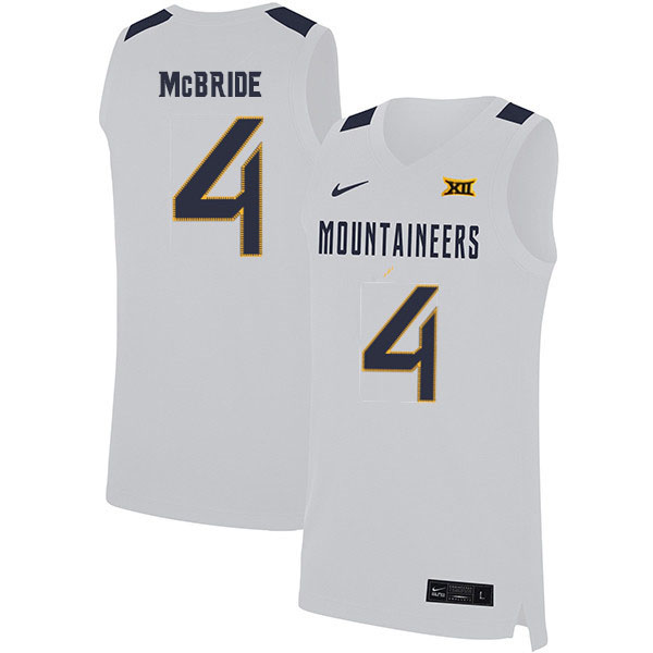 2020 Men #4 Miles McBride West Virginia Mountaineers College Basketball Jerseys Sale-White